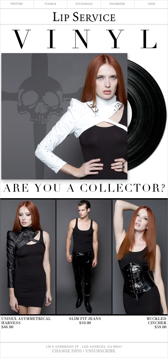 fashion email marketing campaign design - Lip Service Vinyl