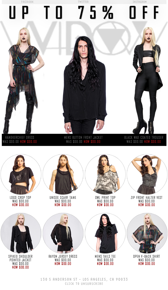 fashion email marketing campaign design - Lip Service Widow