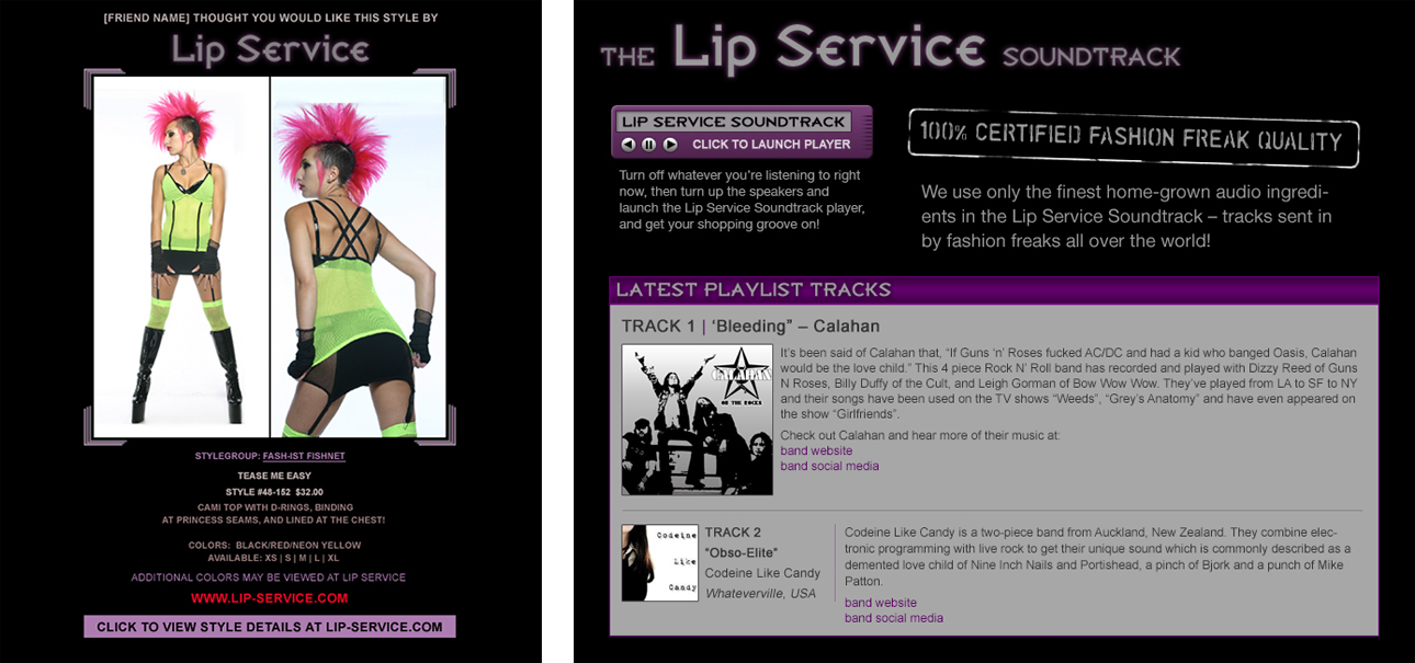 fashion branding design - web design UX/UI - Lip Service 