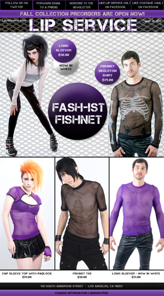 fashion email marketing campaign design - Lip Service Fash-ist Fishnet