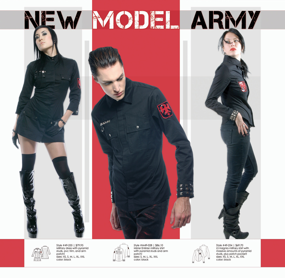 fashion catalog design by Los Angeles graphic designer Mich Fisher - Lip Service catalog - New Model Army